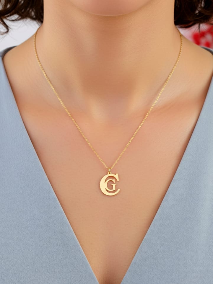 925 Ayar Gümüş Kişiye Özel İçiçe 2 Harfli Kolye 