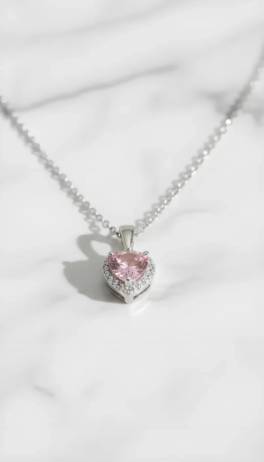 ✨ Kalp Kesim Pembe Taşlı Çelik Kolye & Yüzük Seti