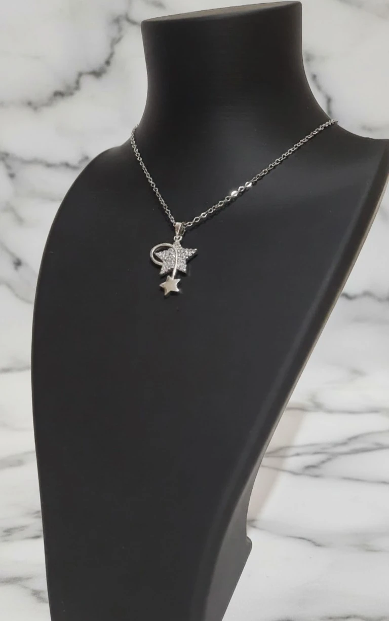 Kayan Yıldız Zirkon Taşlı Çelik Kolye