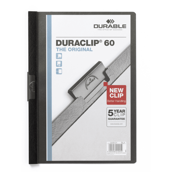 Durable Sıkıştırmalı Dosya DuraClip Ortadan Klipsli 60 Syf A4 Siyah 2209