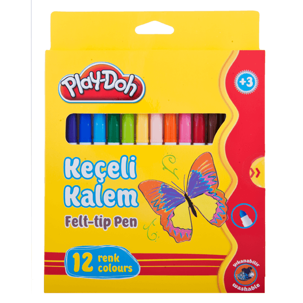 Play-Doh Keçeli Kalem Karton Kutu 5 MM 12 Renk PLAY-KE007