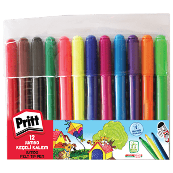 Pritt Keçeli Boya Kalemi Jumbo Yuvarlak Uç 12 Renk 1687975