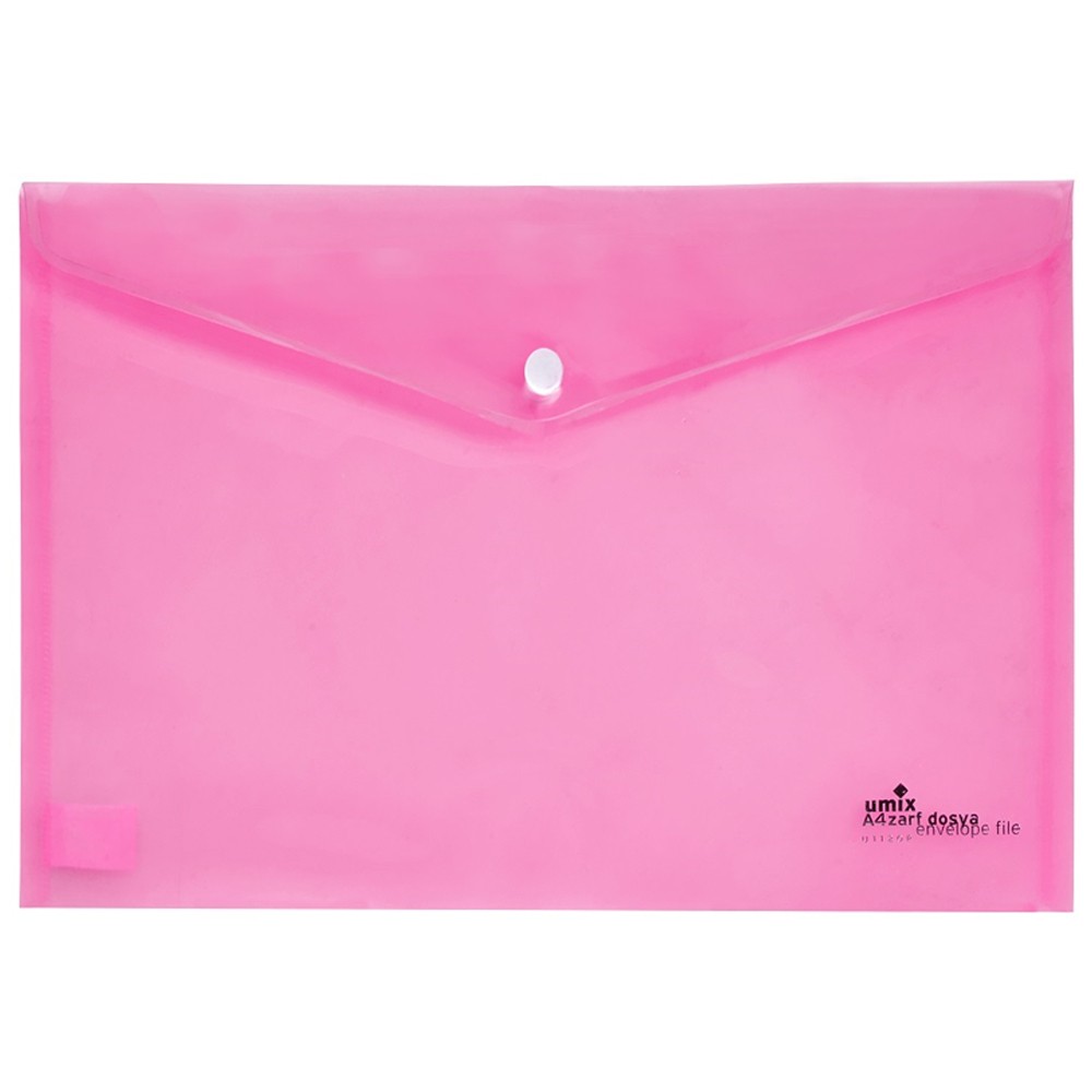 Umix Çıtçıtlı Şeffaf Zarf Dosya Pembe Eco U1120P-PE-ECO