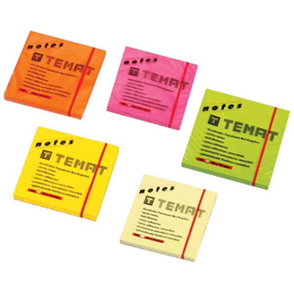 Temat Yapışkanlı Not Kağıdı 75x75 MM Fosforlu Pembe 10612