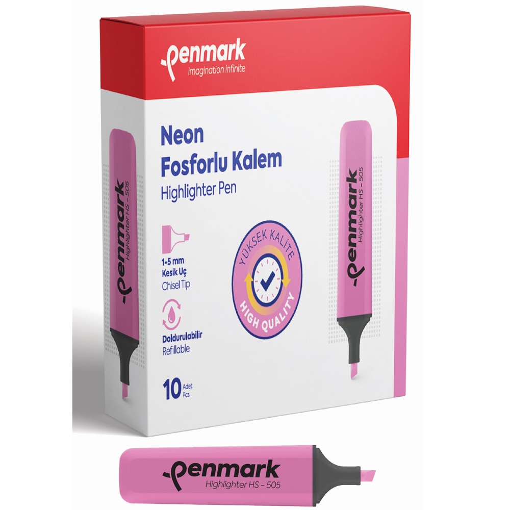 Penmark Fosforlu Kalem Neon Pembe HS-505 04