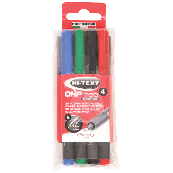 Hi-Text Asetat Kalemi Permanent S Seri 4 Renk 780S4PVC