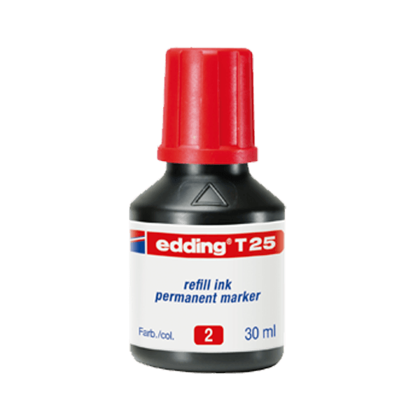 Edding Markör Mürekkebi Permanent Damlalıklı 30 ML Kırmızı T25