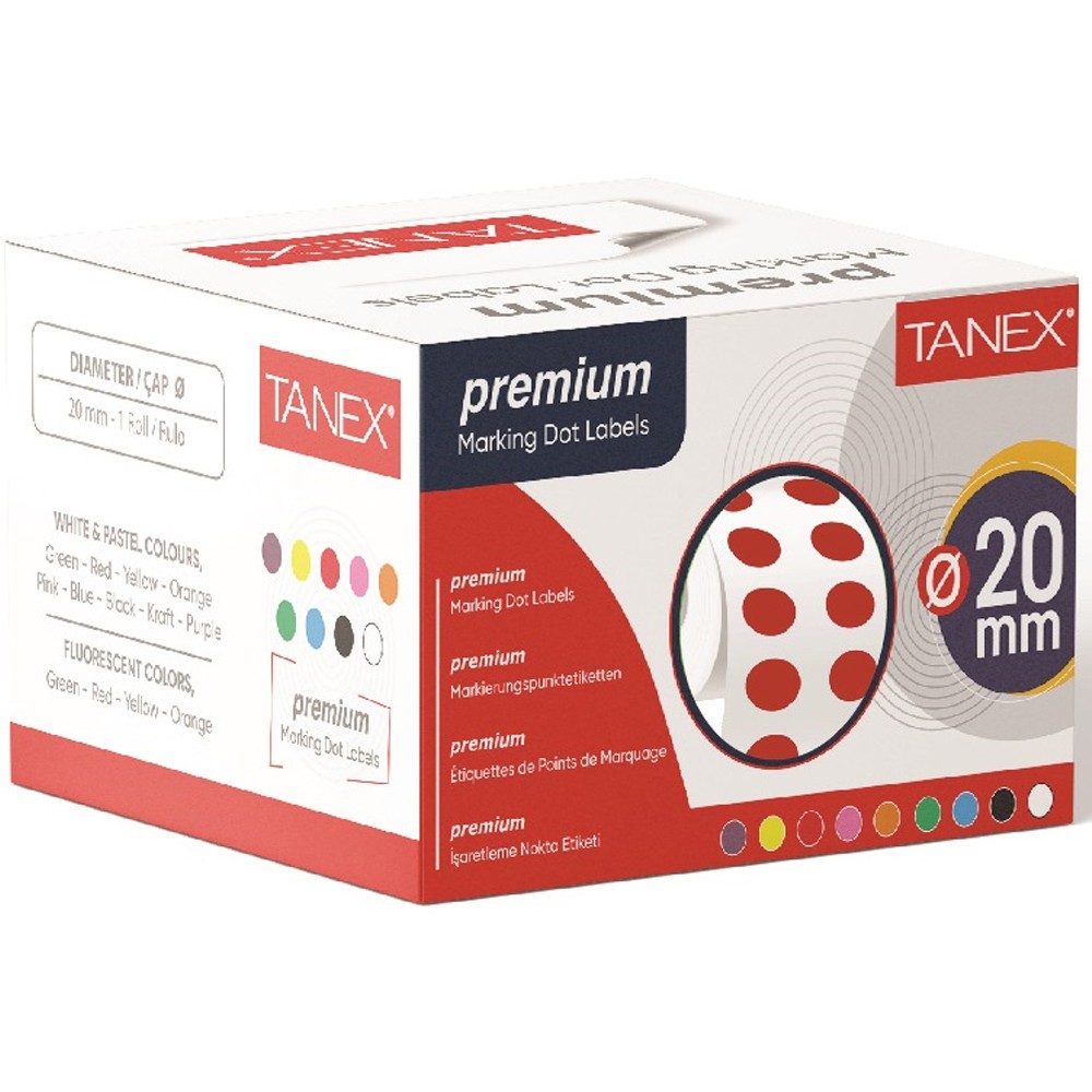 Tanex Nokta Etiketi 20 MM Kırmızı 2500 Li 