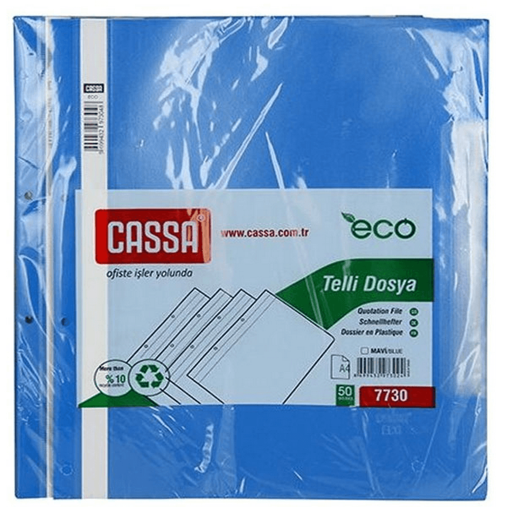 Cassa Telli Dosya Plastik Eco A4 Mavi 7730