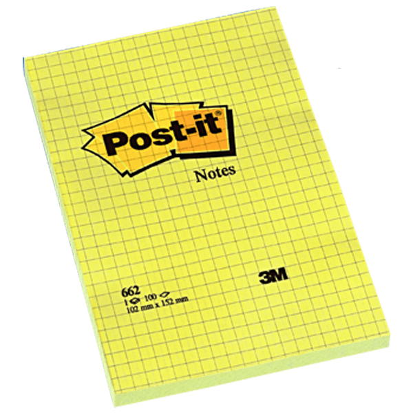 Post-it Yapışkanlı Not Kağıdı Büyük Boy Kareli 100 YP 102x152 Sarı 662