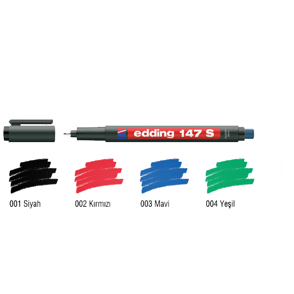Edding Asetat Kalemi Permanent S Seri 0.3 MM Mavi 147 S