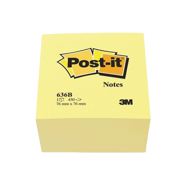 Post-it Yapışkanlı Not Kağıdı Küp 450 YP 76x76 Sarı 636-B