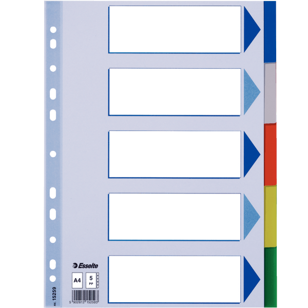 Esselte Seperatör 5 Renkli Plastik A4 15259