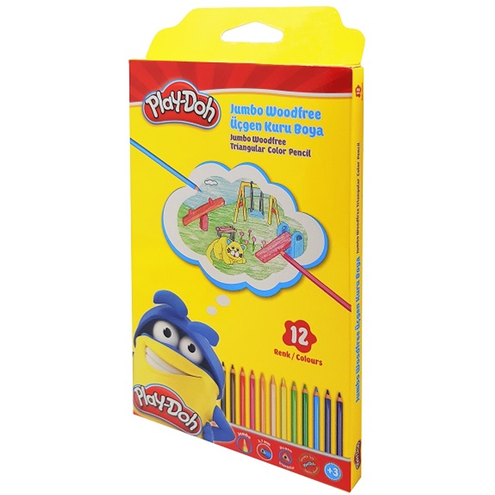 Play-Doh Kuru Boya Jumbo Üçgen Woodfree 12 Li PLAY-KU028