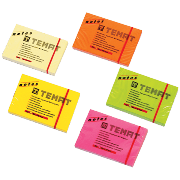 Temat Yapışkanlı Not Kağıt 50x75 MM Fosforlu Yeşil 11074
