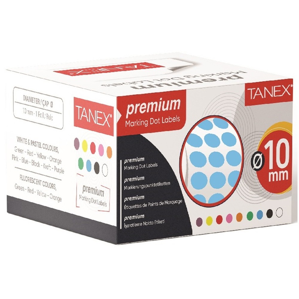 Tanex Nokta Etiket 10 MM 5000 Li Mavi Tekli Kutu 