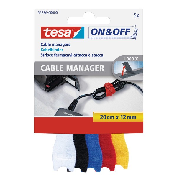 Tesa Kablo On & Off Organizatörü Renkli 5 Lİ 0.2 M 12 MM 55236-00000-01