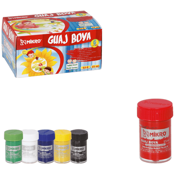 Mikro Guaj Boya Şişe 6 Renk 15 ML GJ-06
