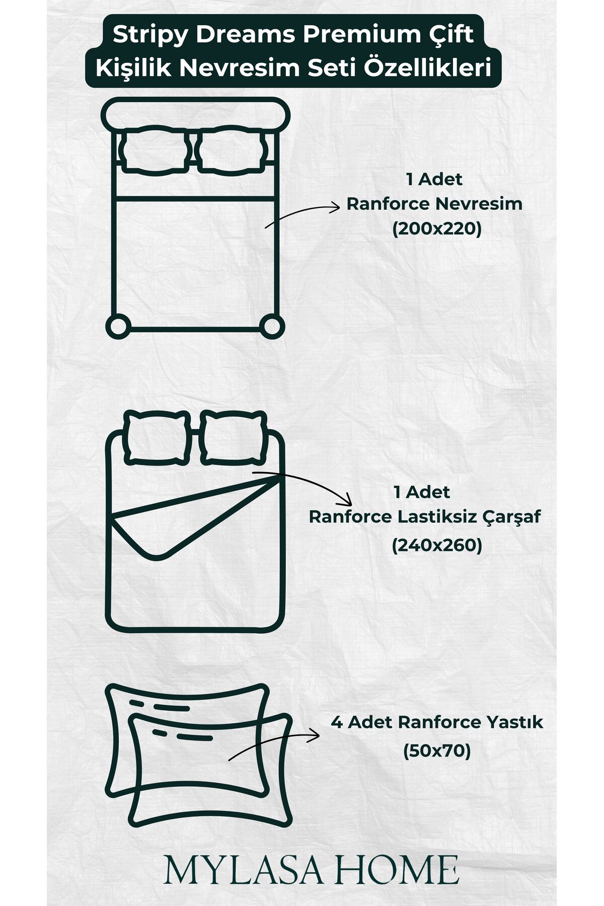 Stripy Dreams Premium Nevresim Takımı Çift Kişilik | Nevresim,4 Adet Yastık Kılıfı,düz Çarşaflı |
