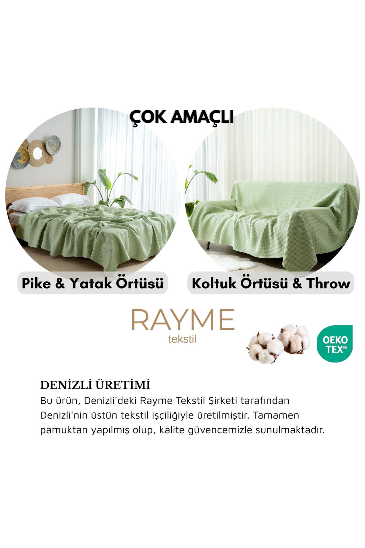 Pike Yatak Örtüsü Çift Kişilik Waffle - %100 Pamuk Hafif 4 Mevsim Havadar Yüksek Kaliteli Pikeler