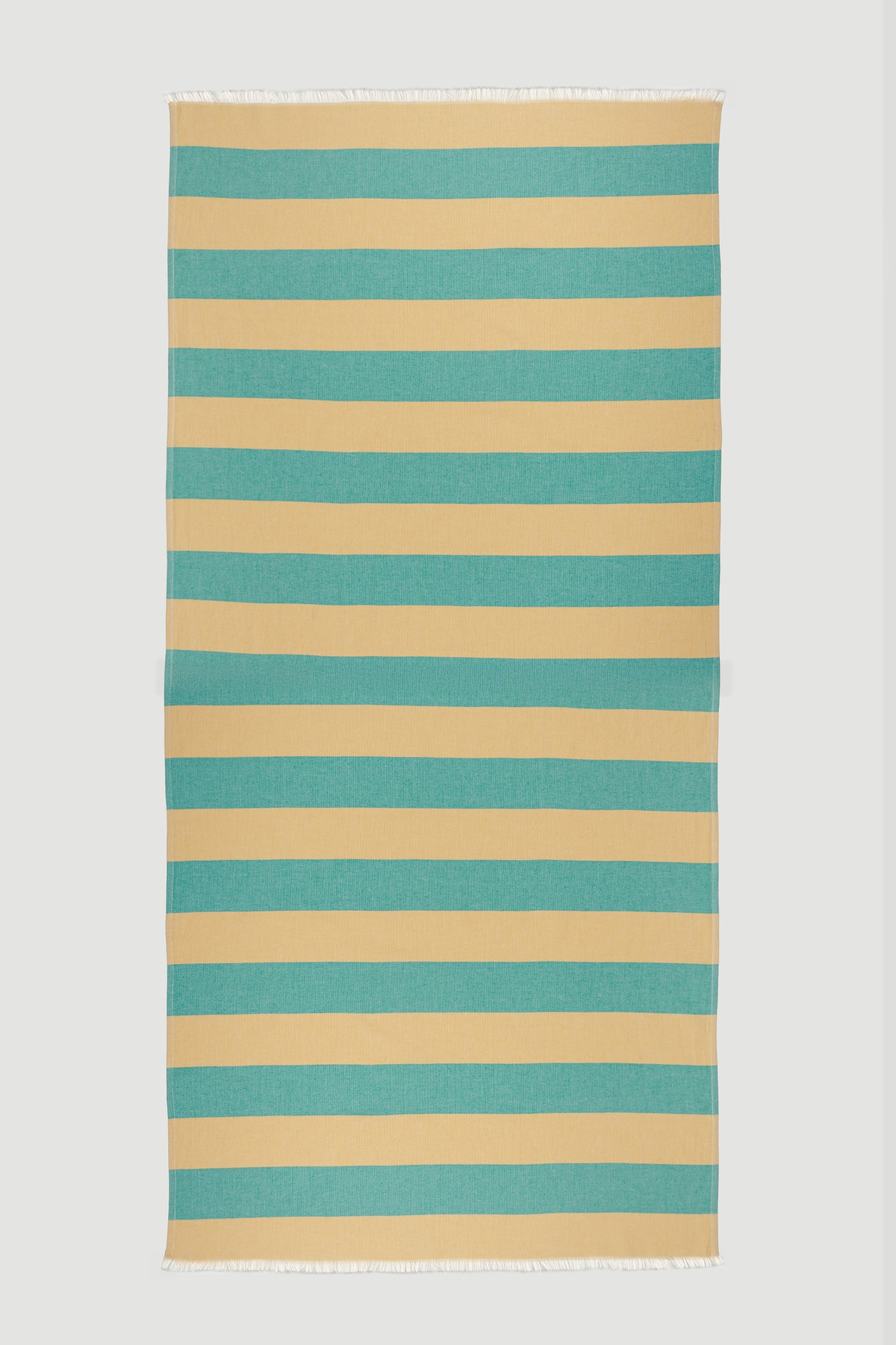 Riva Kalın Çizgili Akdeniz Esintili Lüks Pamuklu Peştemal 80X165 - sarı-turkuaz