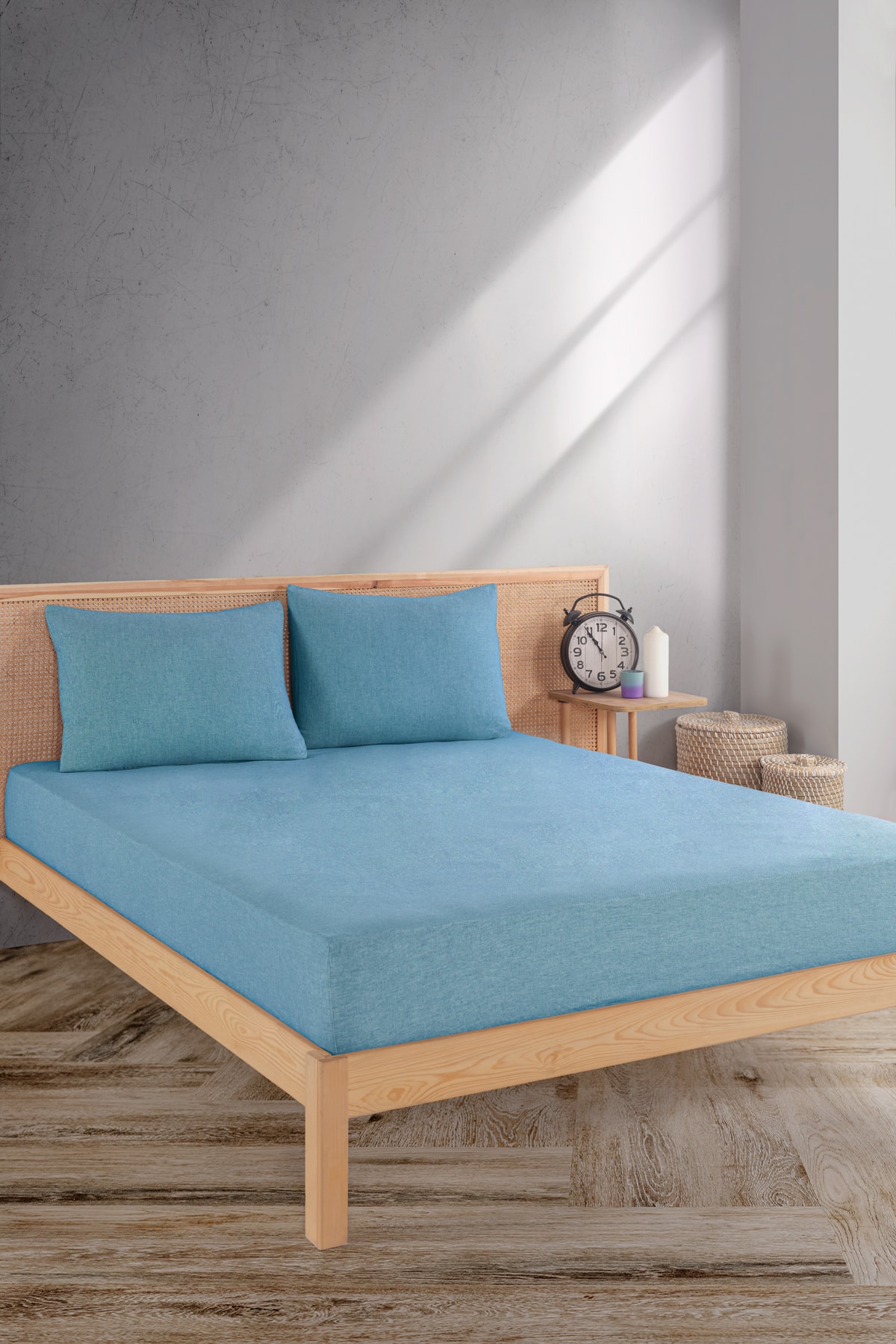 Mylasahome Fitted Çift Kişilik Premium Çarşaf Seti %100pamuk - mavi