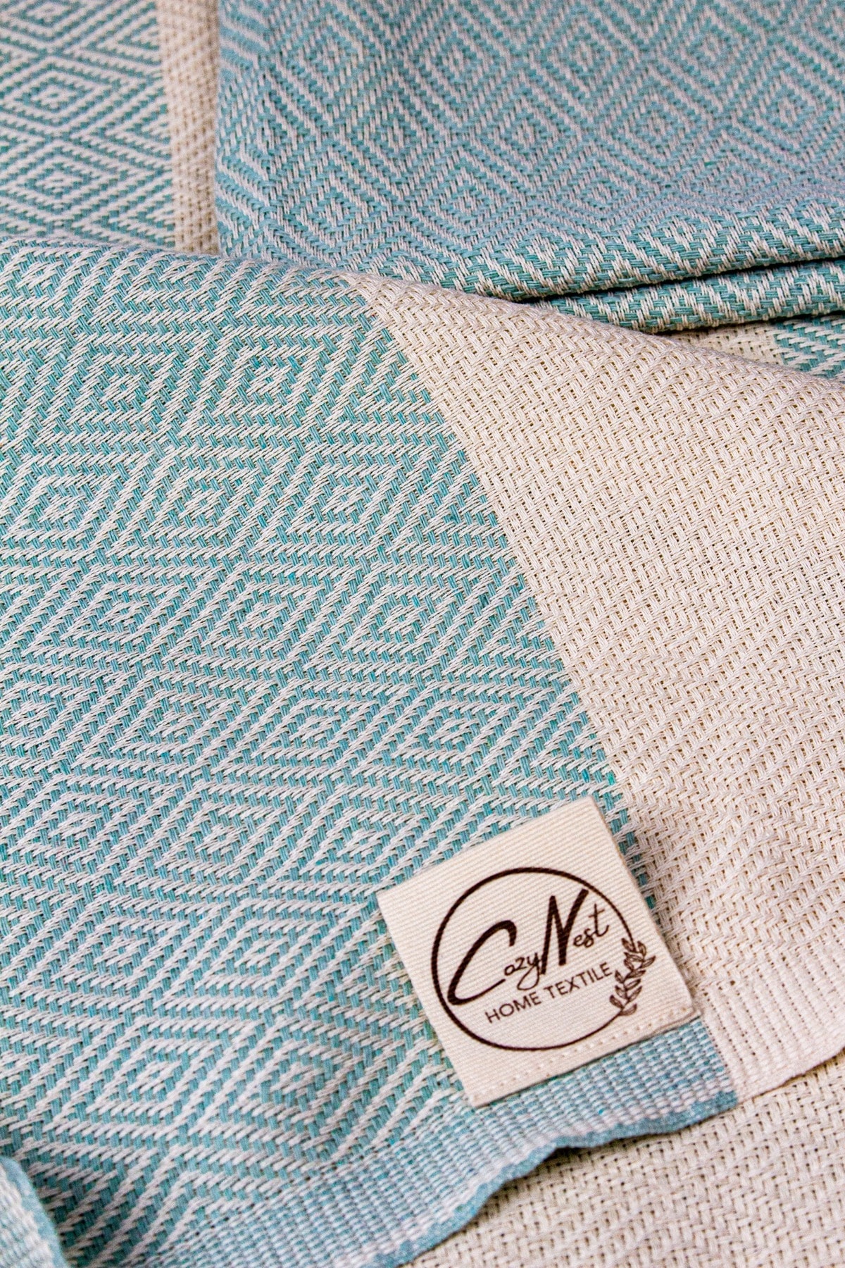 %100 Pamuk Elmas Desenli Peştamal Banyo ve Plaj Havlusu 90x180 cm