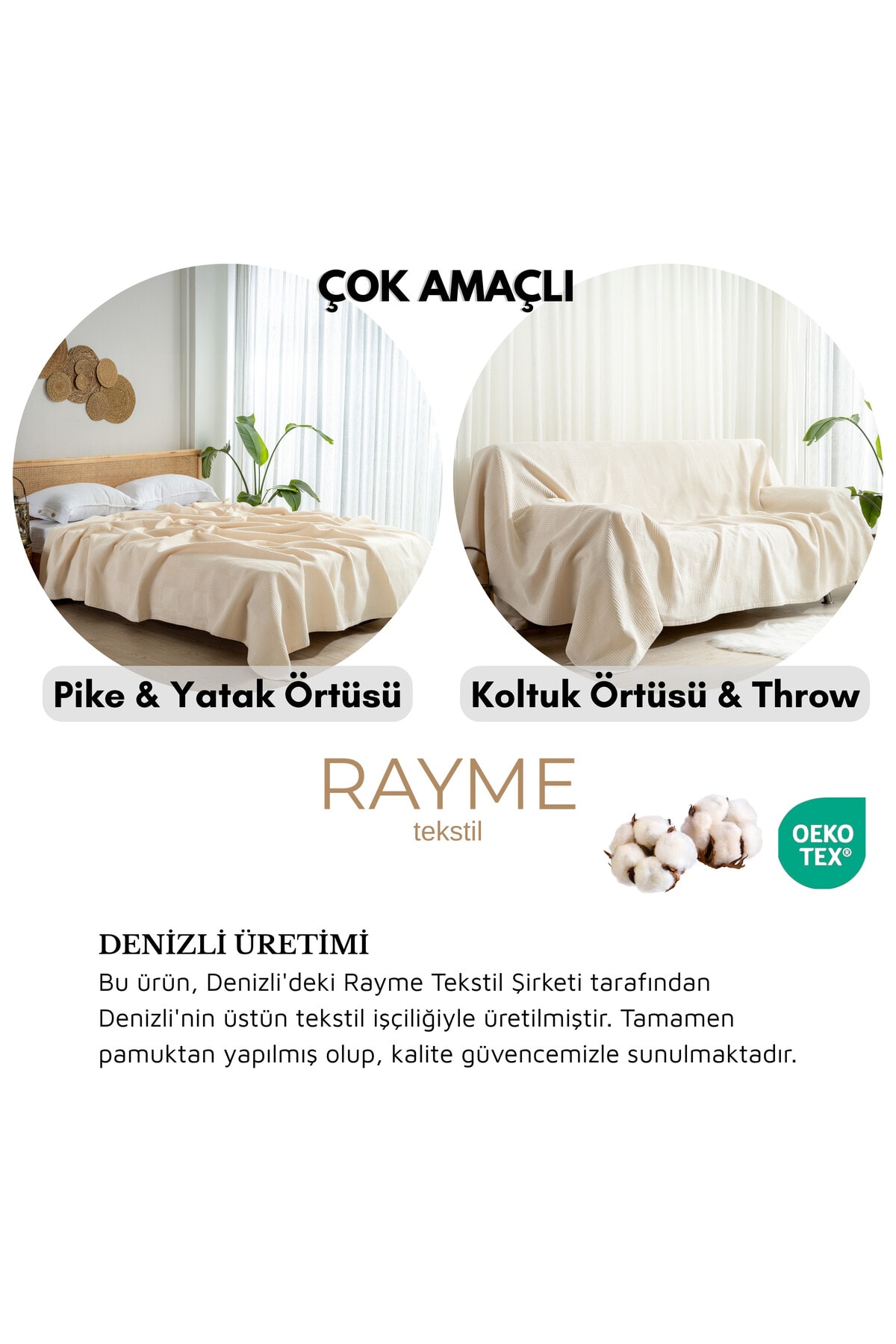 Waffle Pike Yatak Örtüsü Çift Kişilik - %100 Pamuk Hafif 4 Mevsim Kullanım Yüksek Kaliteli Pikeler