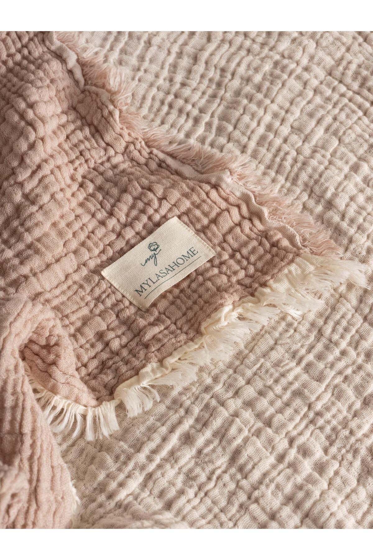 4 Katlı Müslin Double Face Organik Pamuk Çift Kişilik Yatak Örtüsü