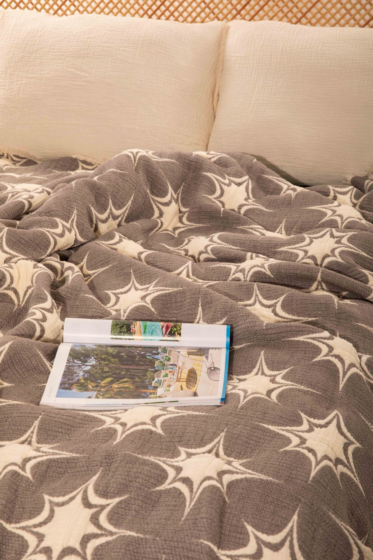 Müslin Kosha Serisi Jakarlı Hybrid Çift Kişilik Yorgan Antrasit 220x240cm