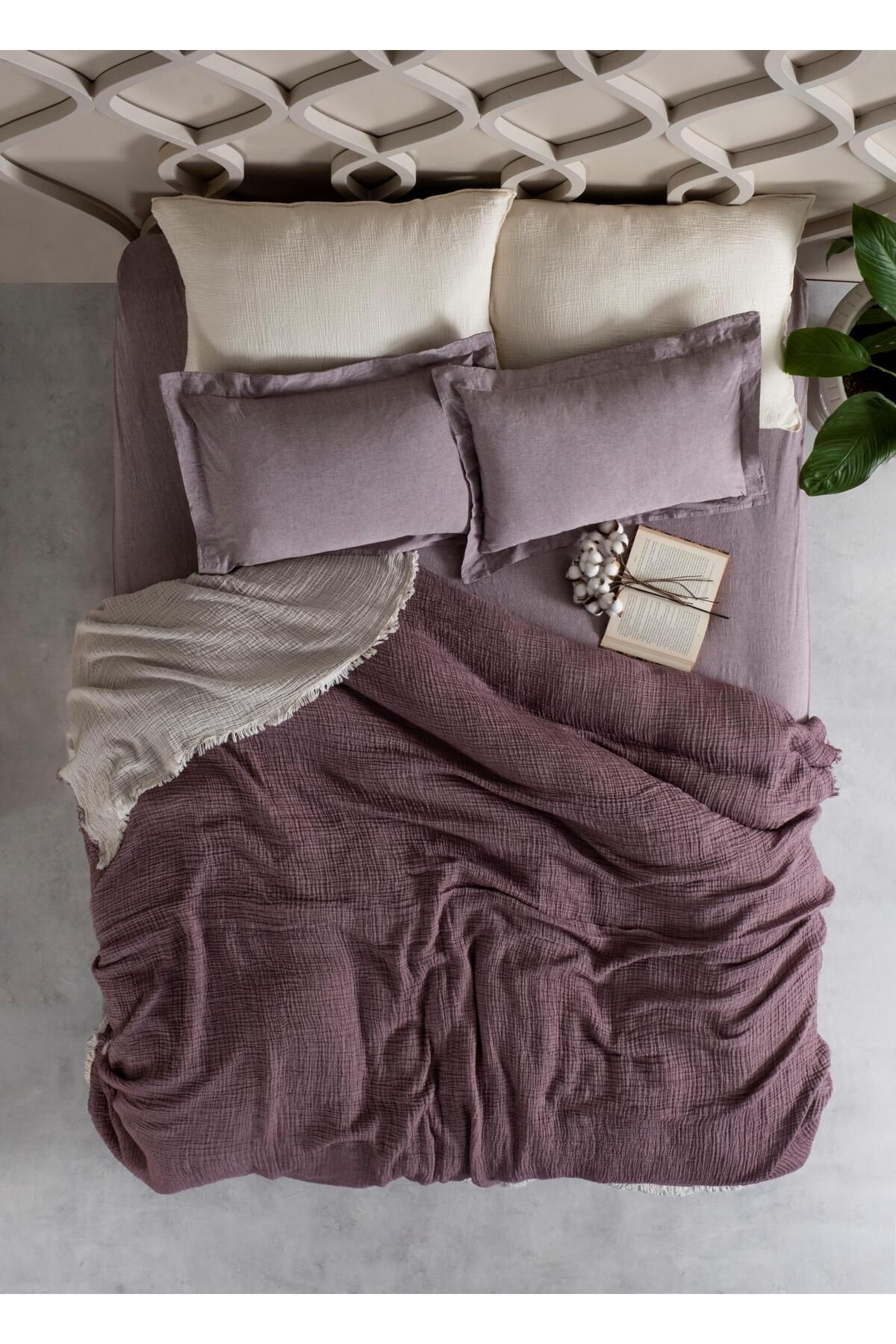 Double Face Planets 4 Katlı Müslin Yatak Örtüsü Tek Kişilik 160x220cm