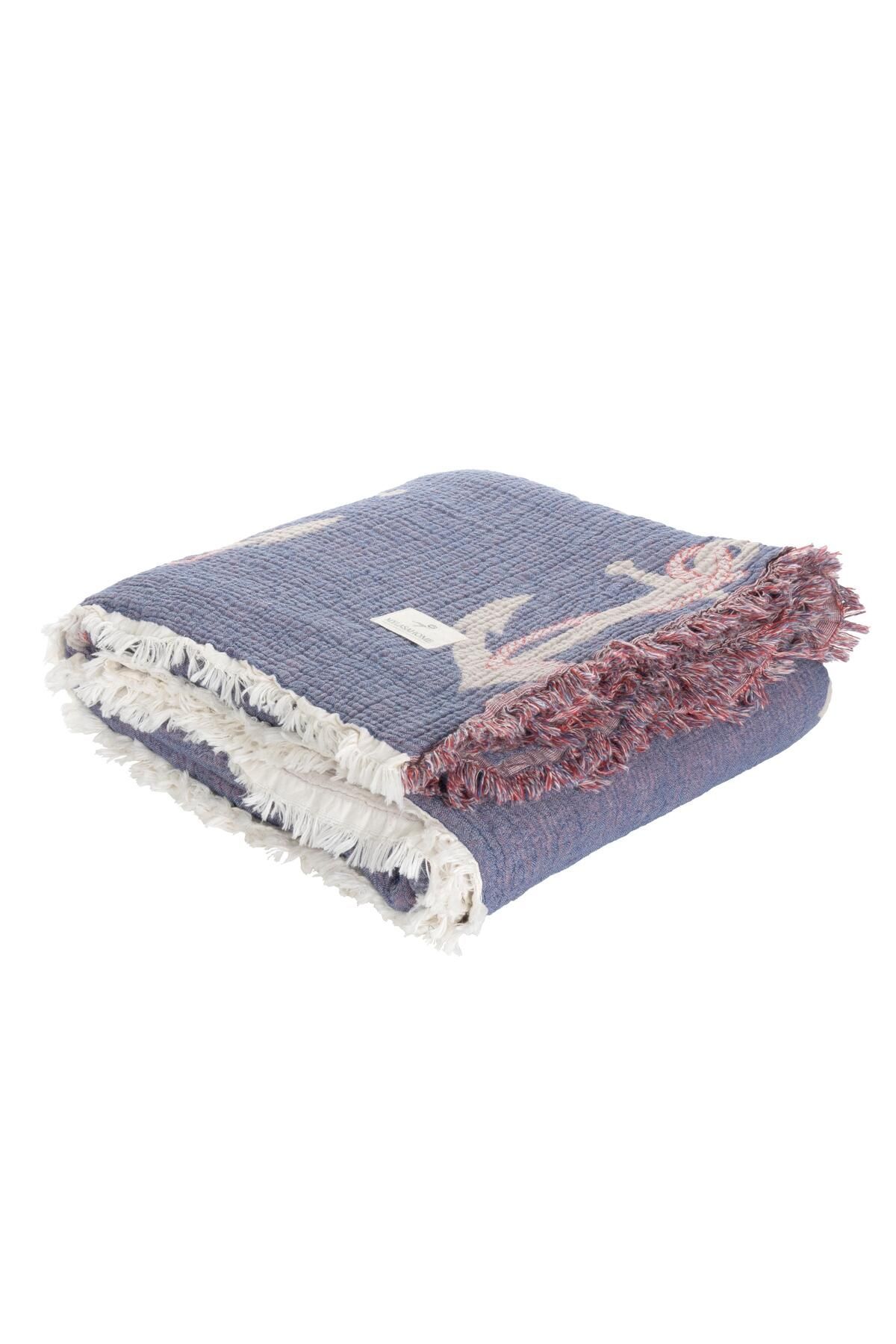 Mylasahome Müslin 4 Katlı Çapa Desenli (JAKARLI) Yatak Örtüsü Çift Kişilik 220x240cm