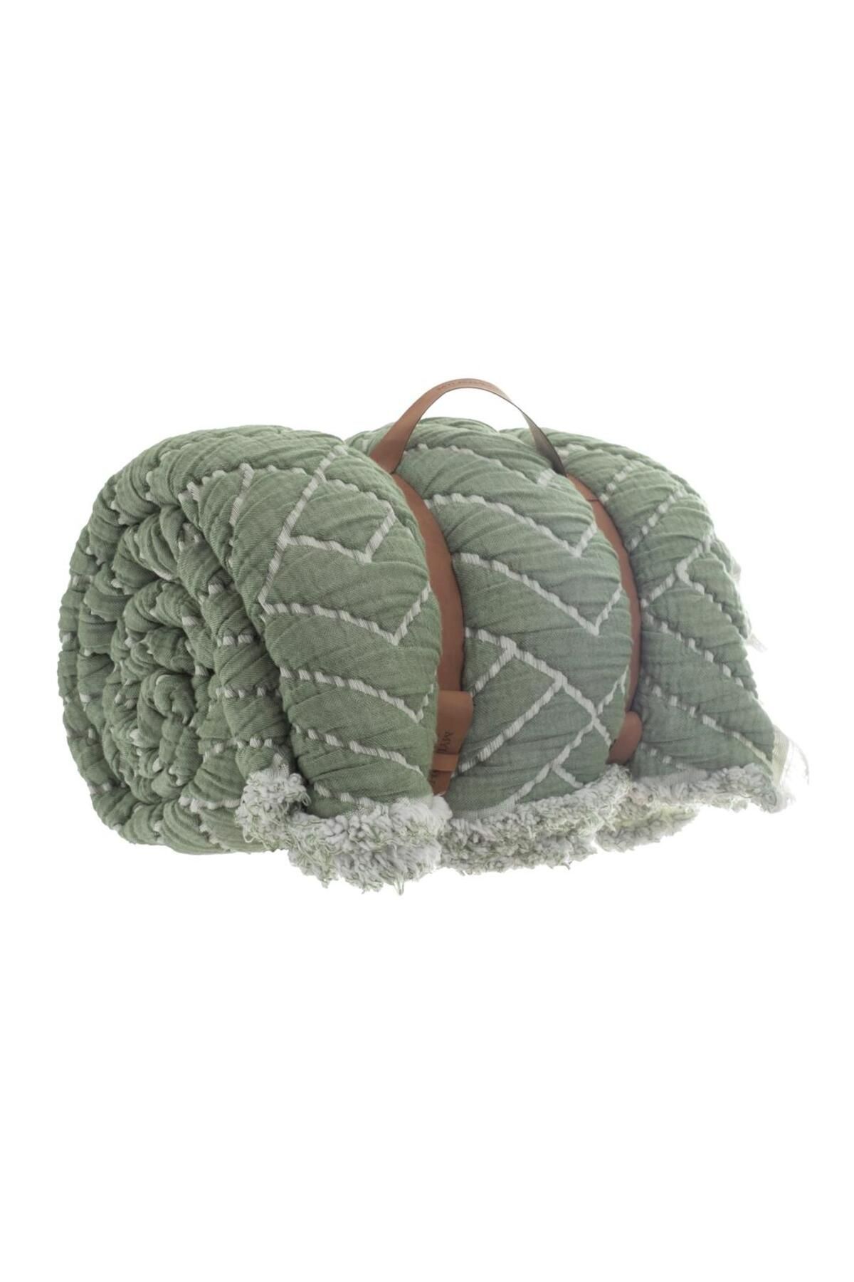 Müslin Kosha Serisi Jakarlı Hybrid Çift Kişilik Yorgan Yeşil 220x240cm