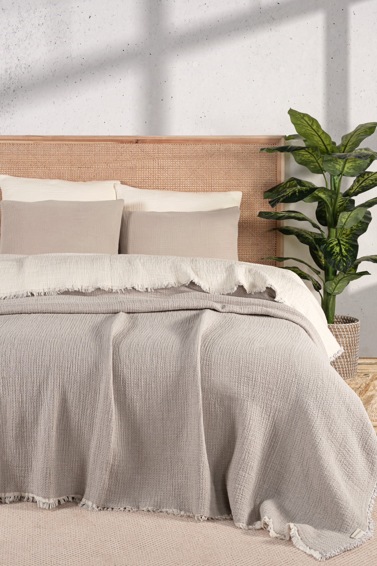 Müslin Kosha Serisi Hybrid Uyku Ürünleri Kahverengi Yorgan 240x260cm - kahverengi