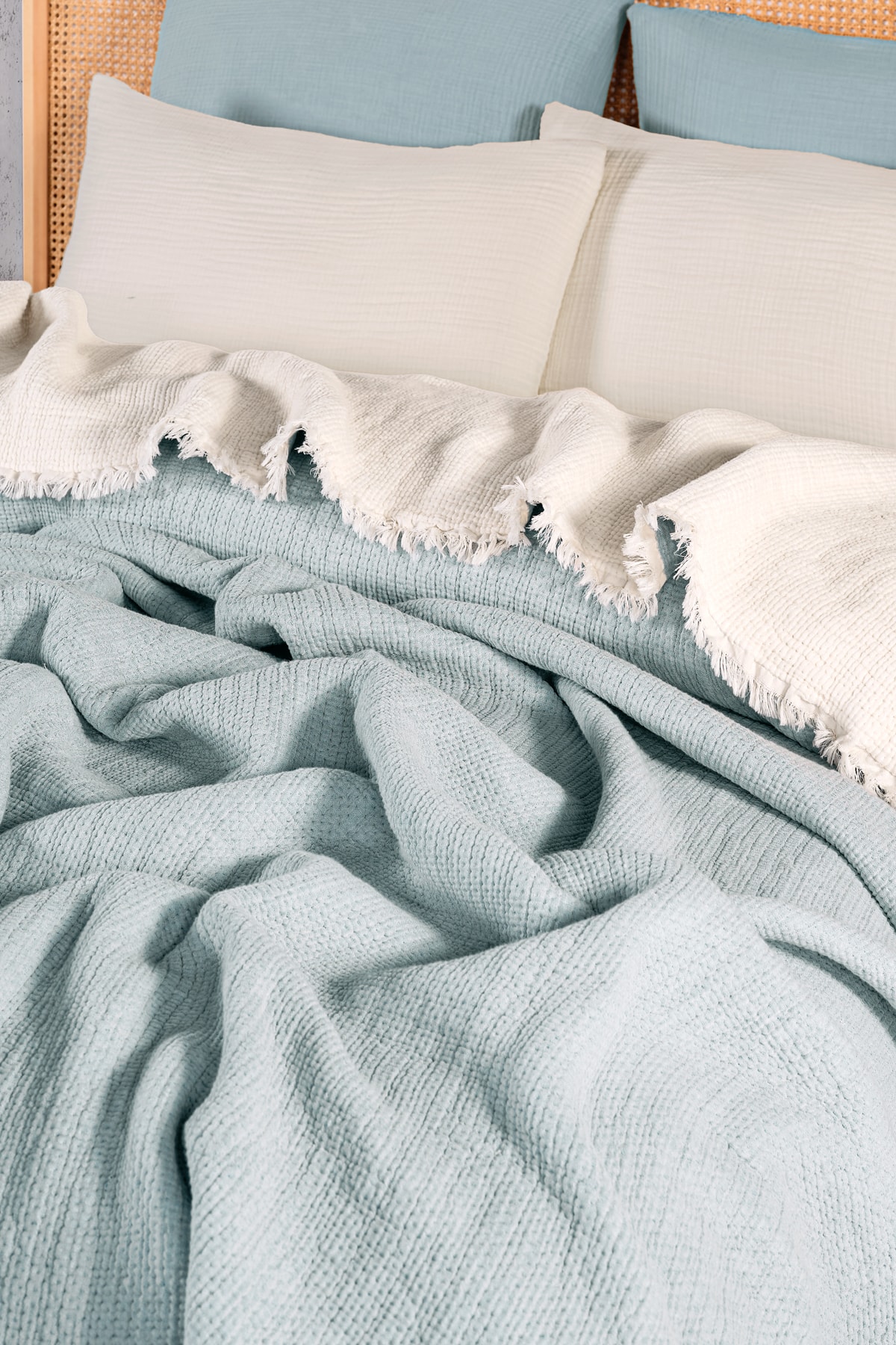 Mylasahome Müslin Kosha Serisi Hybrid Uyku Ürünleri Yorgan 240x260cm Mavi