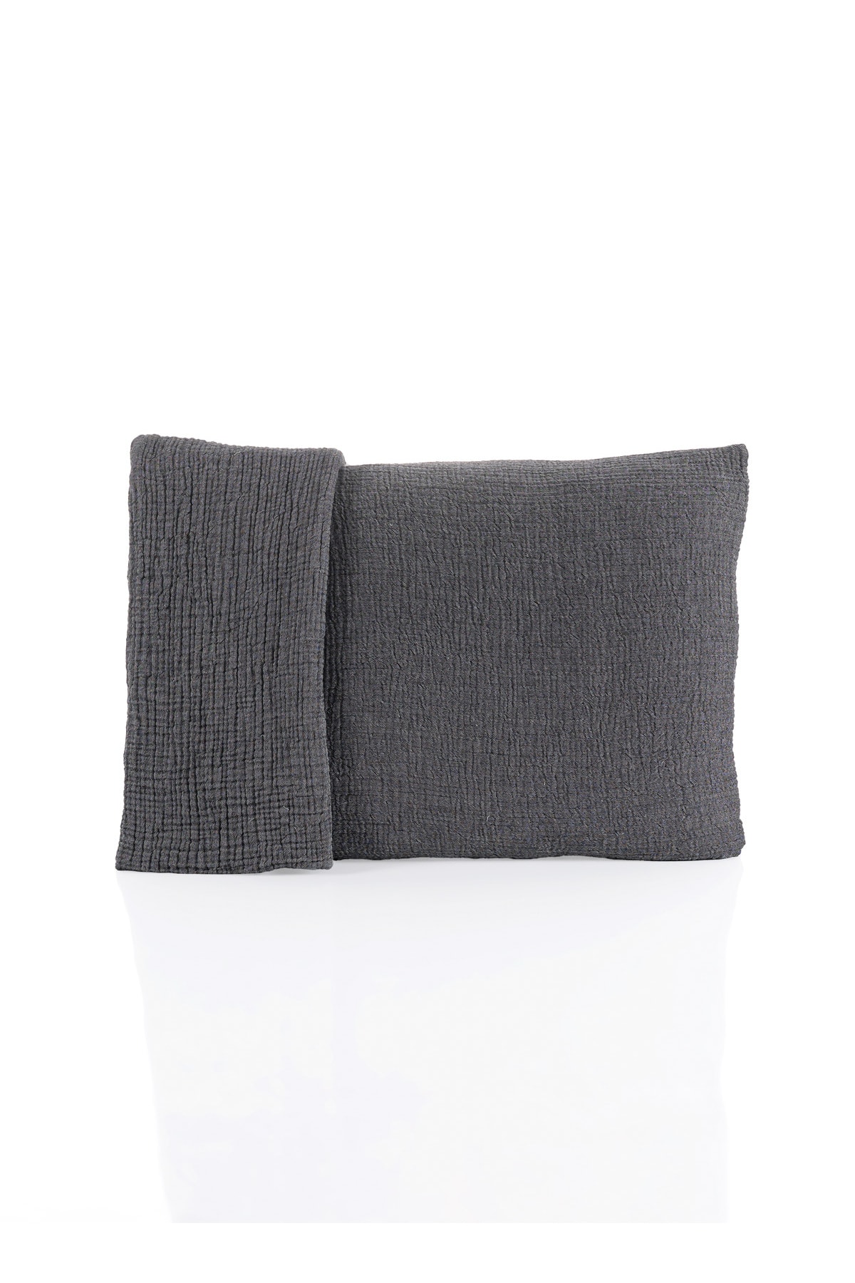 MylasaHome %100 Pamuk 2'li 4 Katlı Müslin Yastık Kılıfı 50x70 - siyah