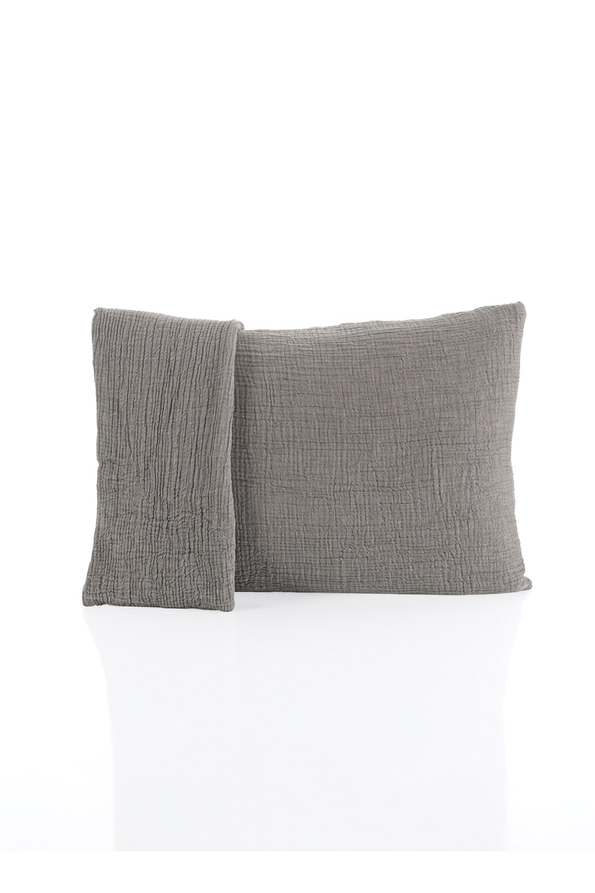 MylasaHome %100 Pamuk 2'li 4 Katlı Müslin Yastık Kılıfı 50x70 - gri