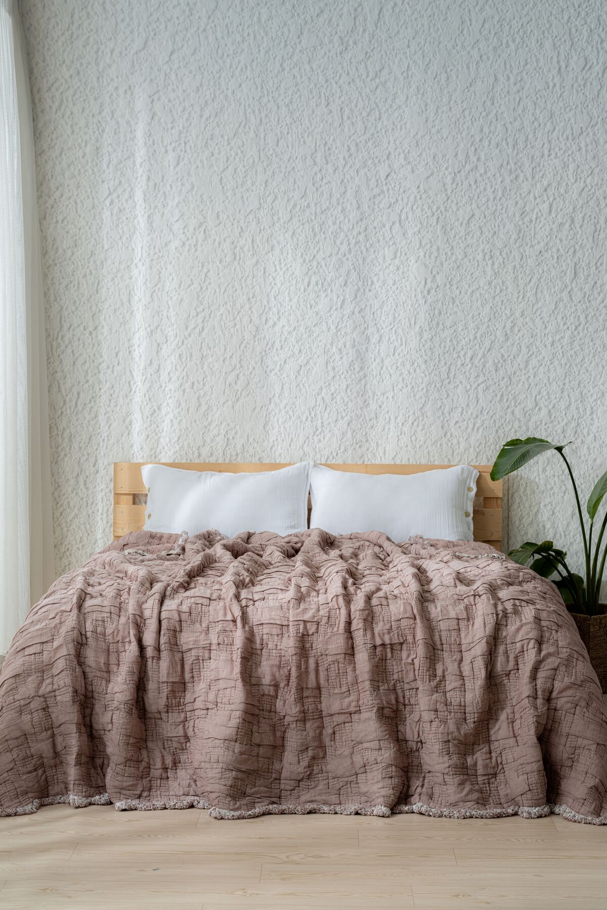 Müslin 7 Katlı Tera Serisi Yorgan Çift Kişilik (Petrol,Hardal,GüL Kurusu, Battal Boy 240x260 cm)