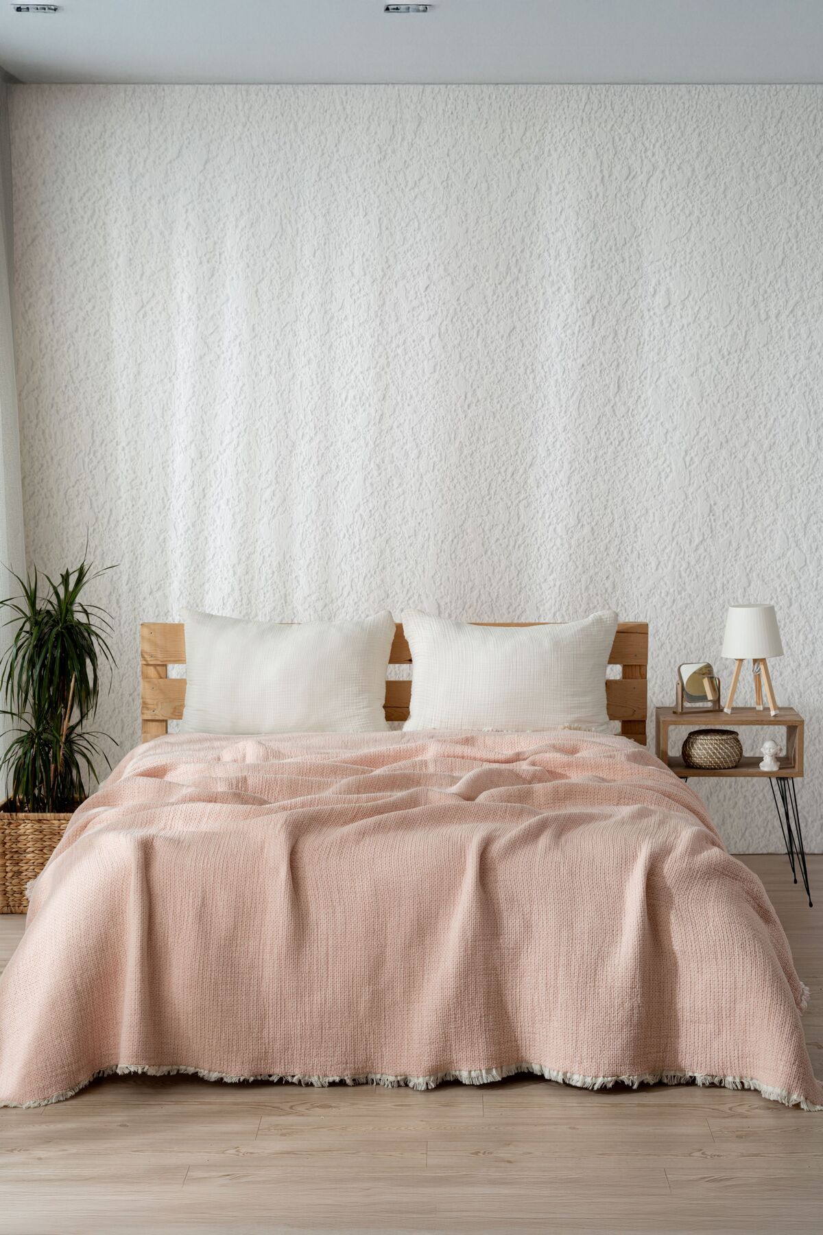 Premium Müslin Yorgan 240x260 cm 100% Pamuk, Türkiye Üretimi, Hafif ve Nefes Alabilen - pudra