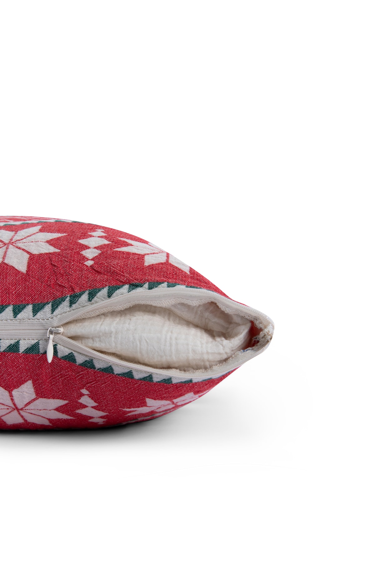 Mylasahome %100 Pamuk Yılbaşı Kırmızı Kırlent Fermuarlı 45x45cm