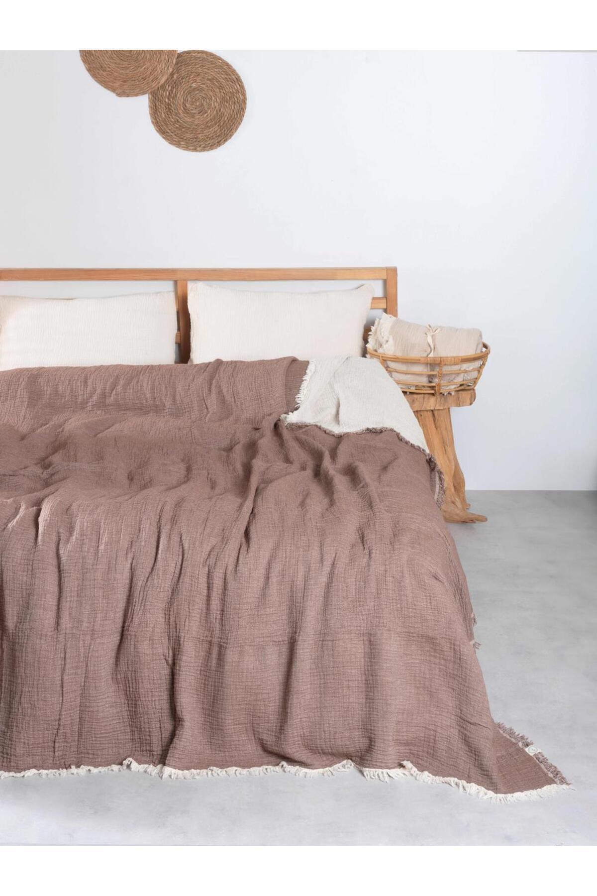 Double Face 4 Katlı Müslin Yatak Örtüsü Tek Kişilik 160x220cm