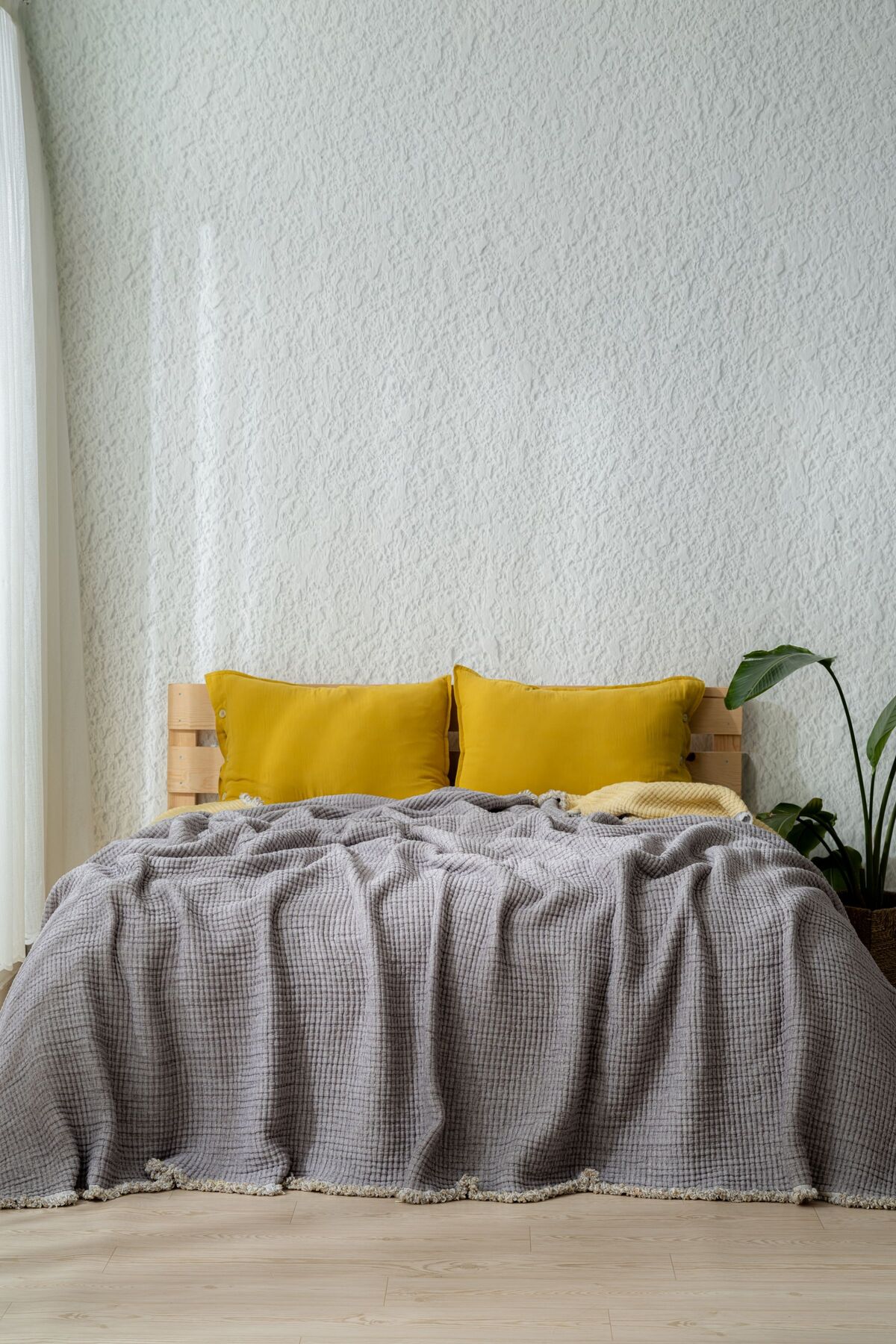 Müslin 7 Katlı Lira Serisi Yorgan Çift Kişilik 240x260cm (Çift Taraflı) - pas-hardal