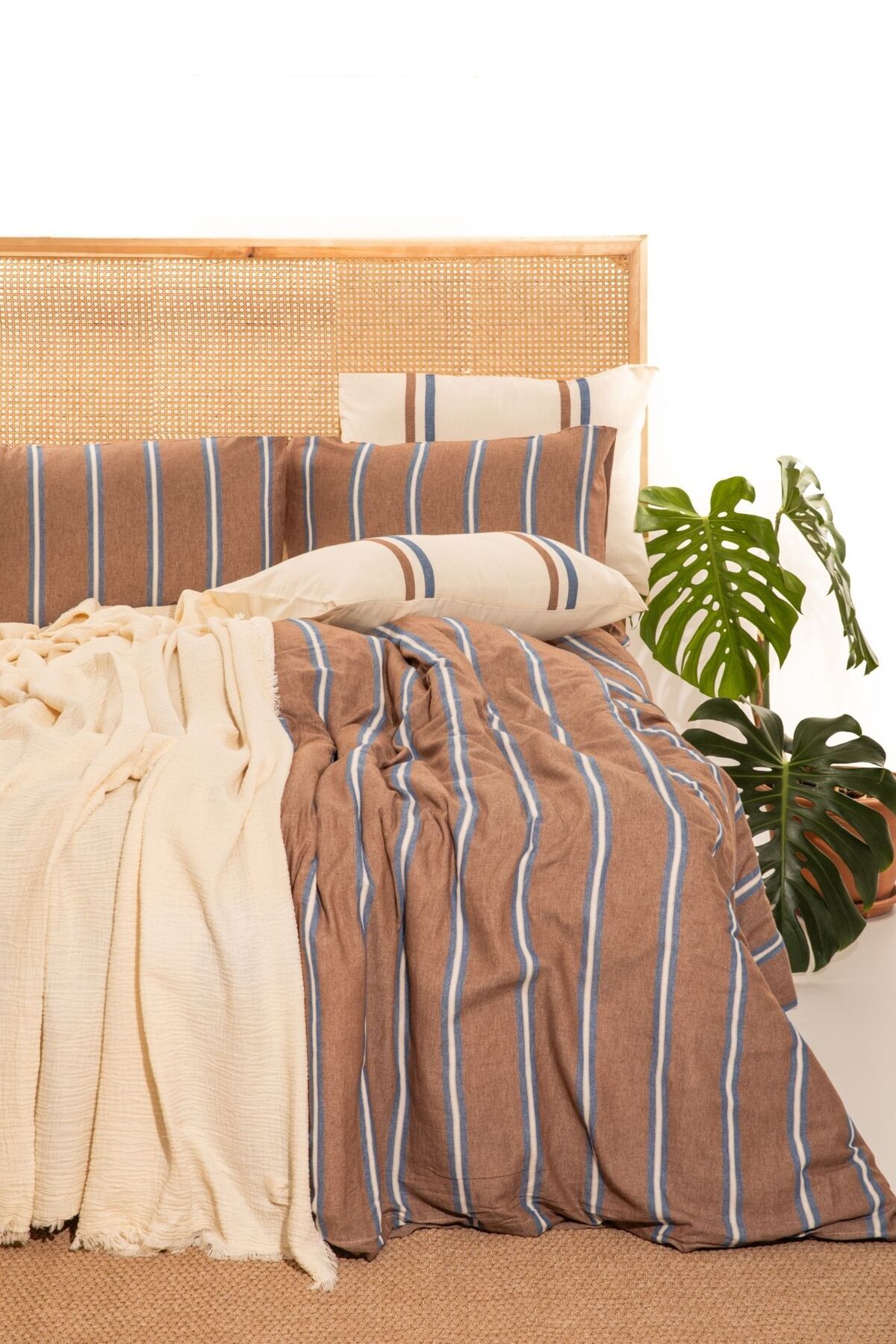 Mylasahome %100 Pamuk Harmony Premium Nevresim Takımı Çift Kişilik 200 X 220cm - kahverengi