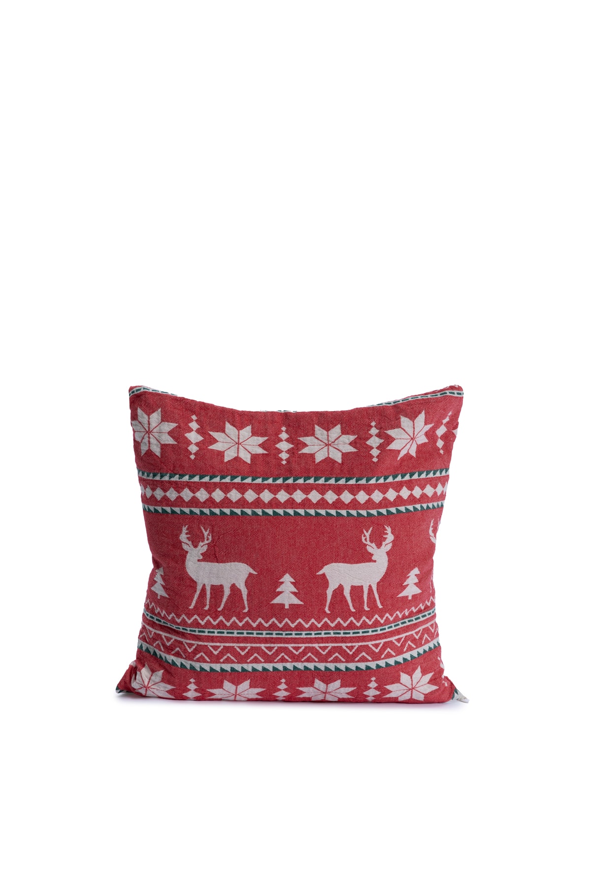 Mylasahome %100 Pamuk Yılbaşı Kırmızı Kırlent Fermuarlı 45x45cm