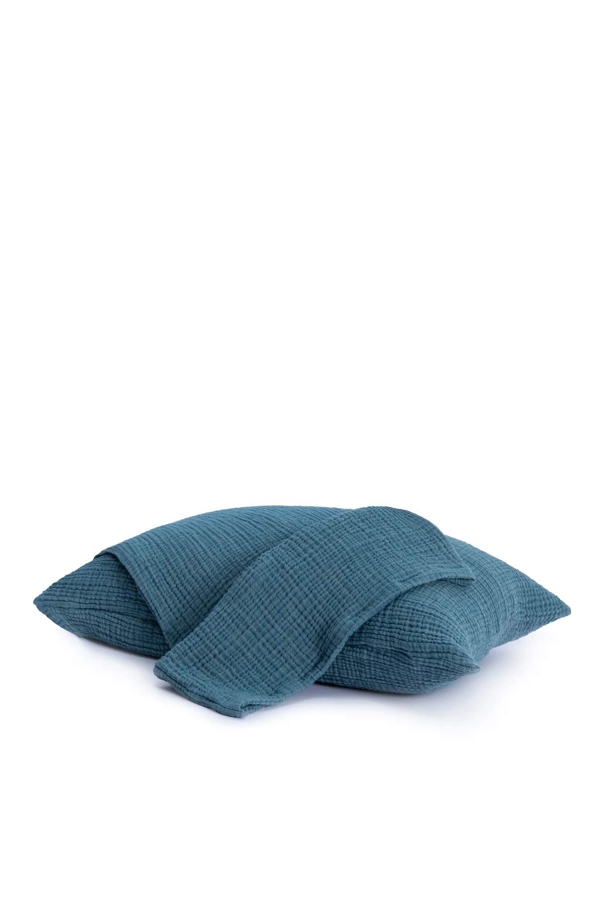 MylasaHome %100 Pamuk 2'li 4 Katlı Müslin Yastık Kılıfı 50x70 Petrol