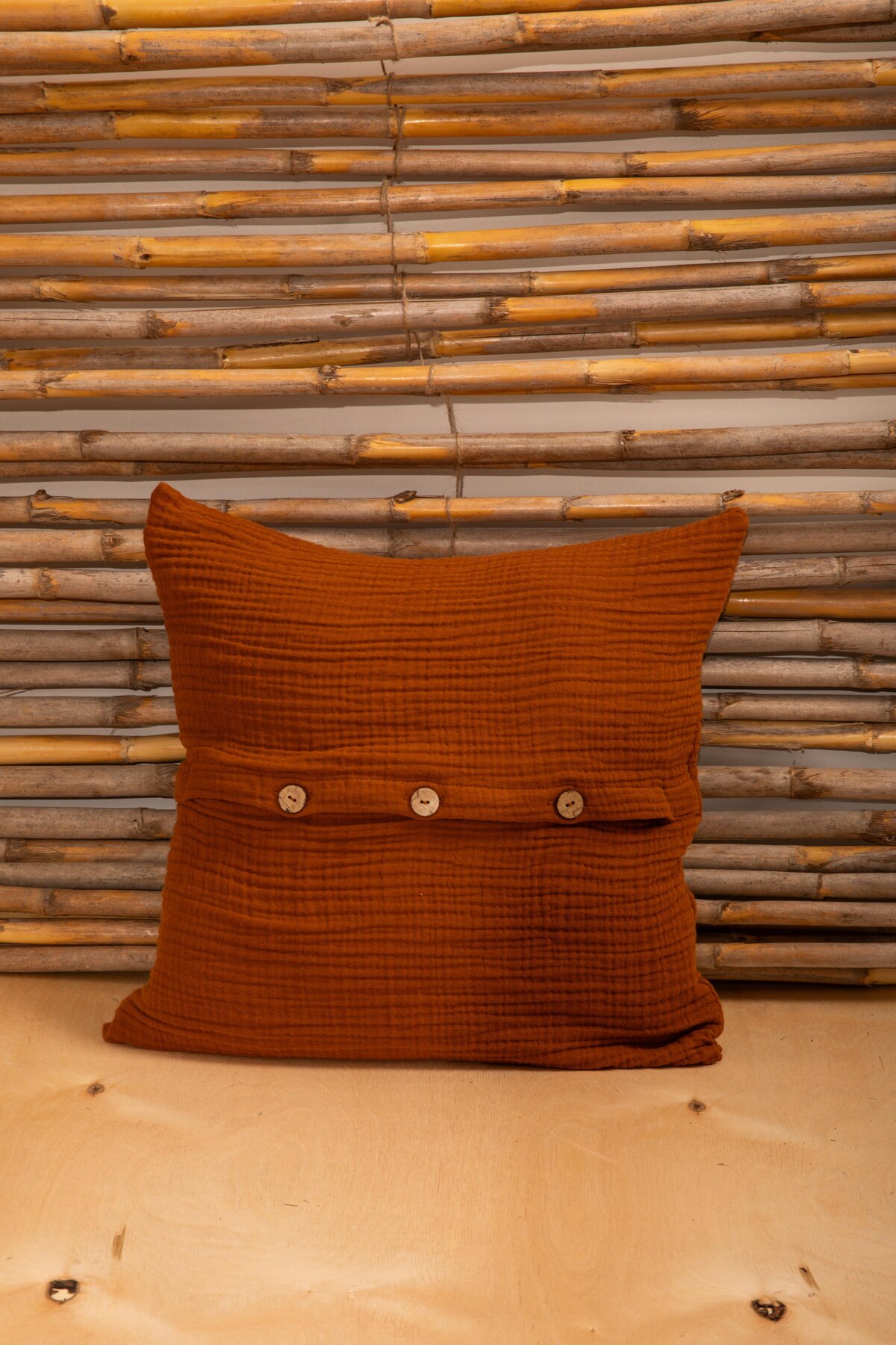 Definite 4 Katlı Müslin Düğmeli  Dekoratif Kırlent Kılıfı 45x45