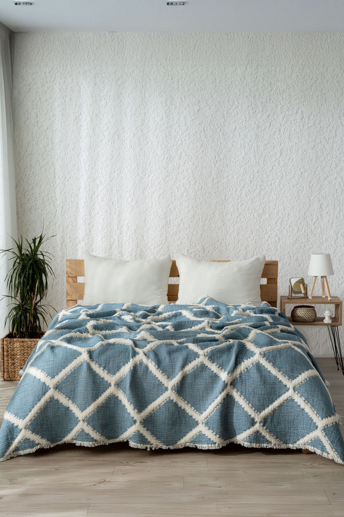 Müslin 7 Katlı Baklava Desenli (JAKARLI) Yorgan Çift Kişilik 240x260cm - petrol