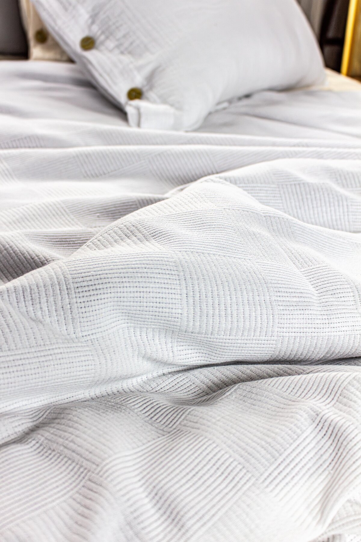 Dama Desenli Yatak Örtüsü Otel Tipi Lüx Pike/tek Kişilik Pike Beyaz 160x220cm