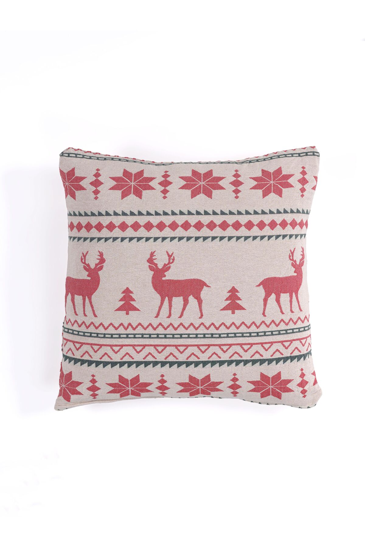 MylasaHome %100 Pamuk Yılbaşı Beyaz Kırlent Fermuarlı 45x45cm