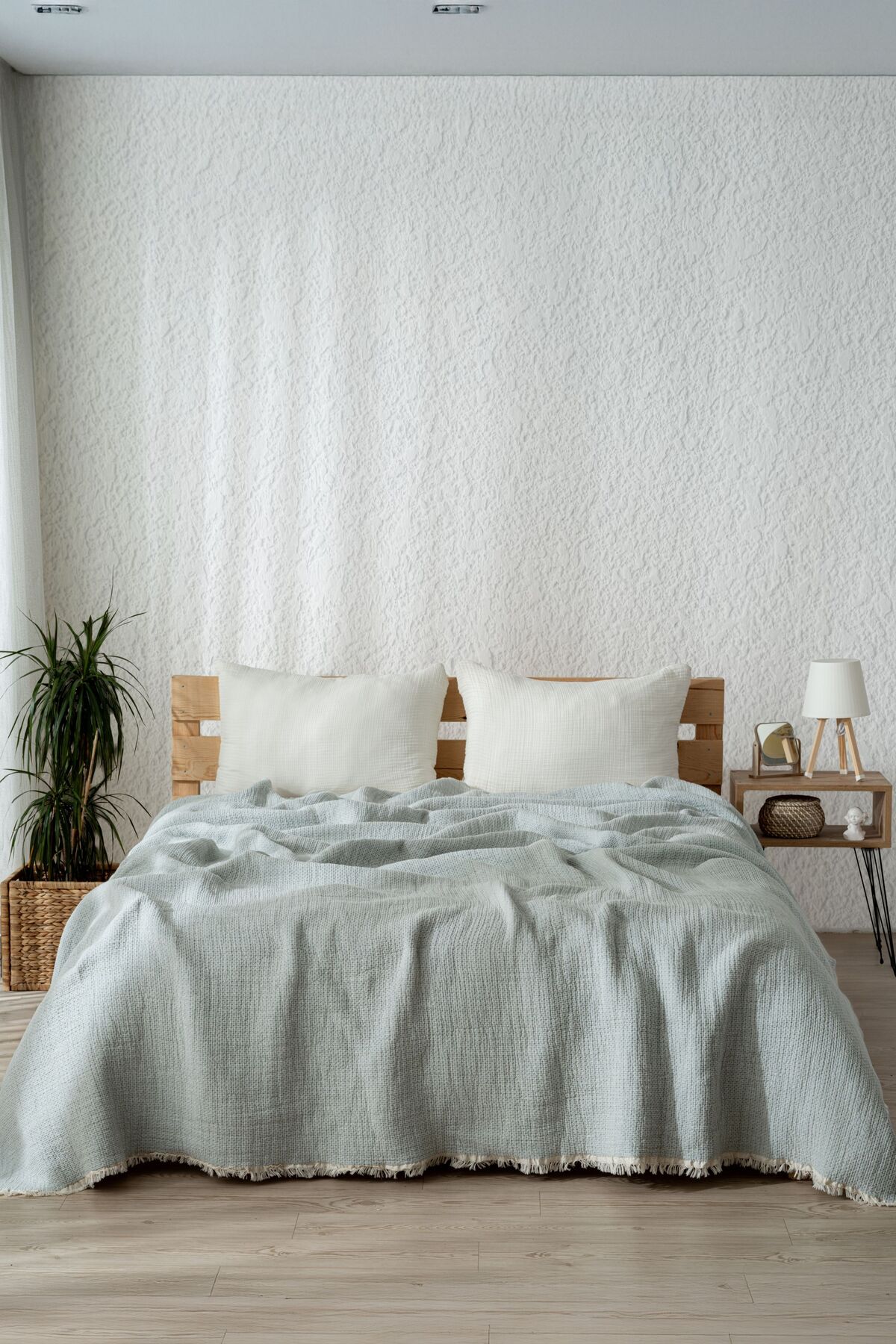 Premium Müslin Yorgan 240x260 cm 100% Pamuk, Türkiye Üretimi, Hafif ve Nefes Alabilen - açık mavi